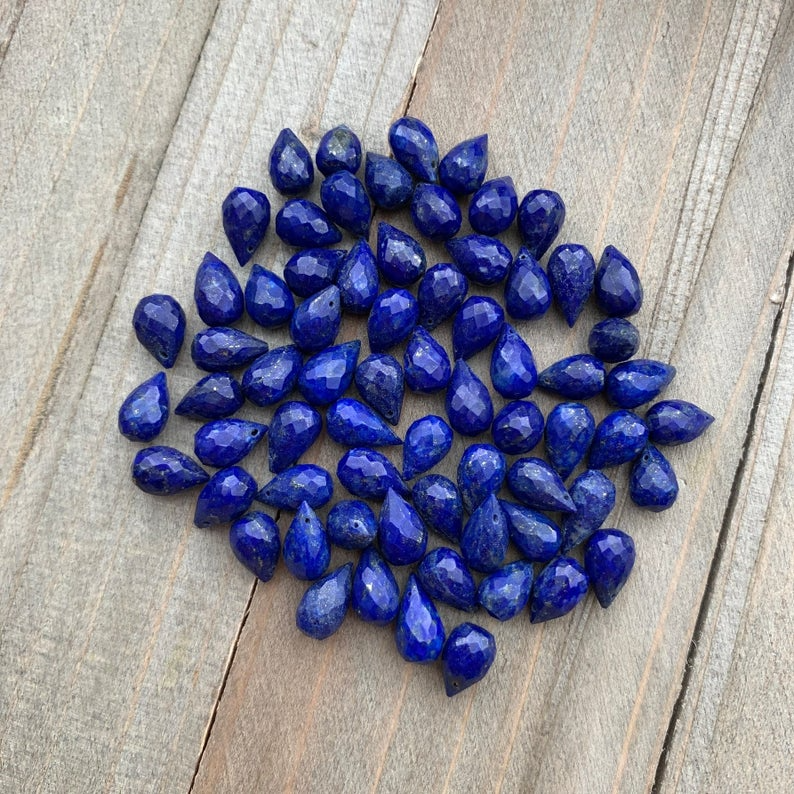 Lapis Lazuli Faceted Teardrop Necklace: 18 inches