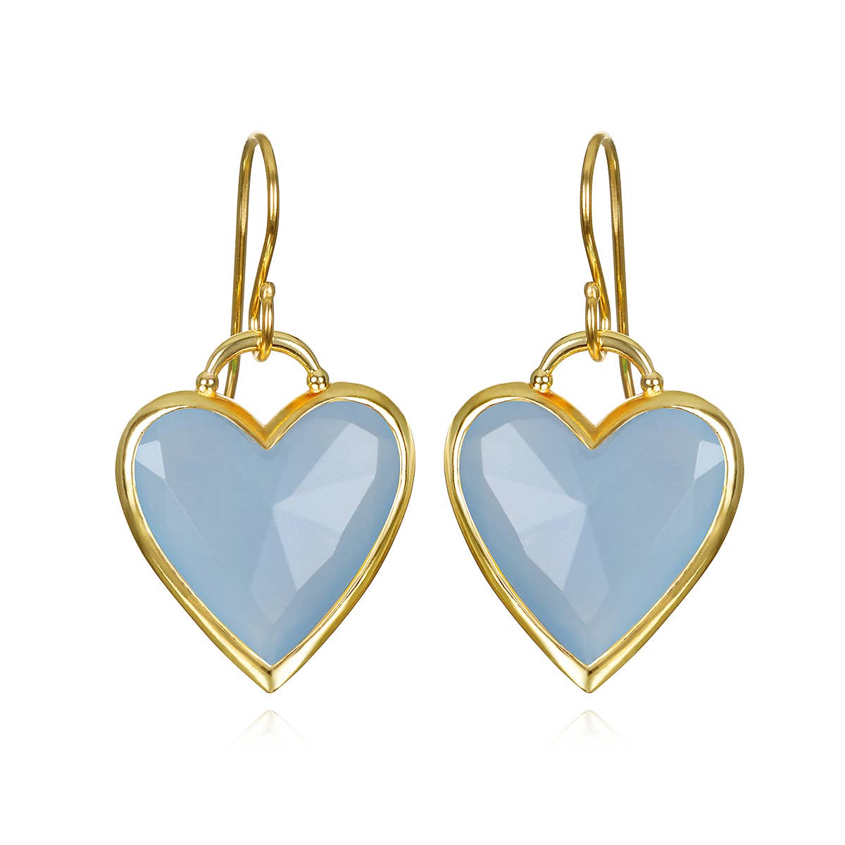Blue Jade Heart Earrings, Gold, Amelia Rose Jewelry