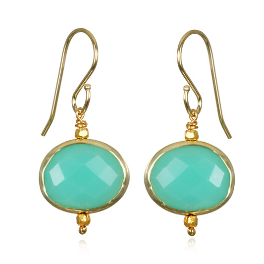 Chrysoprase Drop Earrings, Gold, Amelia Rose Jewelry
