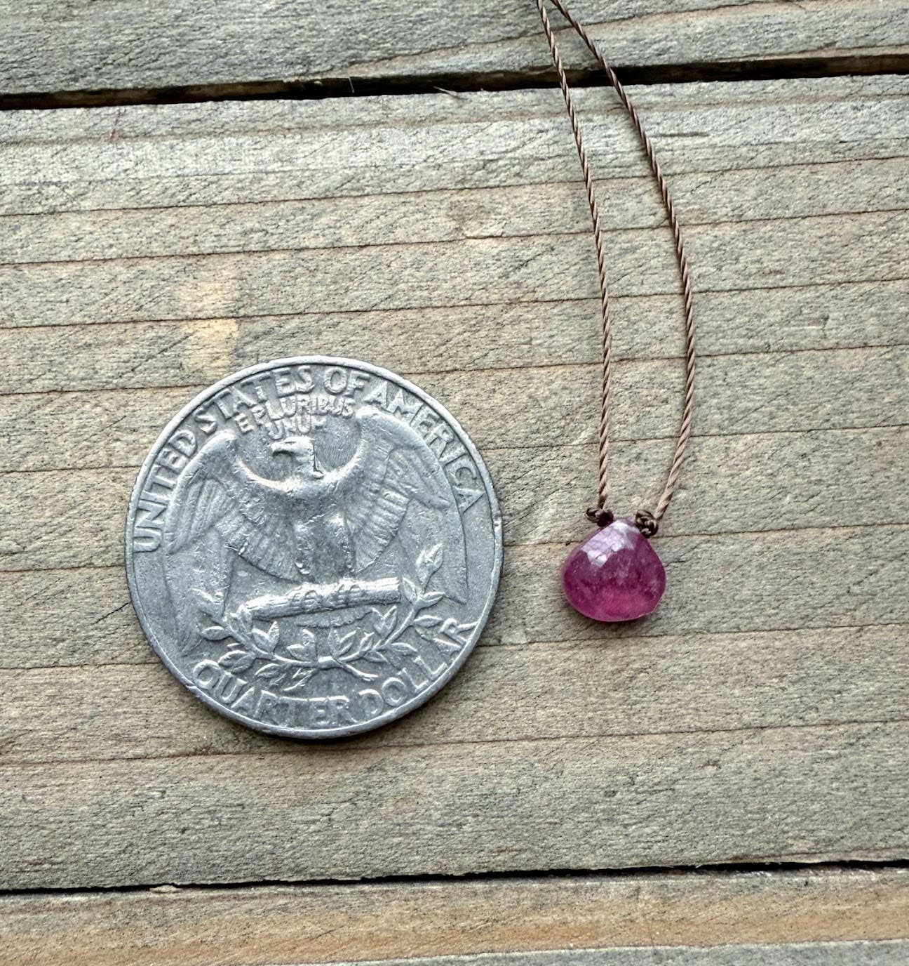 Pink Sapphire Small Faceted Teardrop Necklace : 18 inches