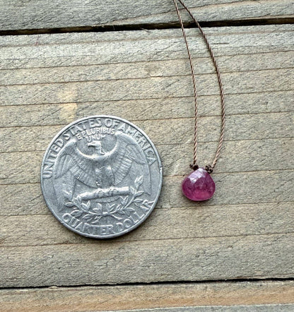 Pink Sapphire Small Faceted Teardrop Necklace : 18 inches