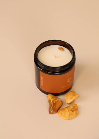 4oz Crystal Candle, Yellow Jasper  - Happiness