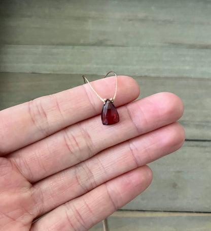 Garnet Trillion Cord Necklace: 16"