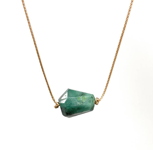 Emerald Freeform Gemstone Necklace: 18 inches