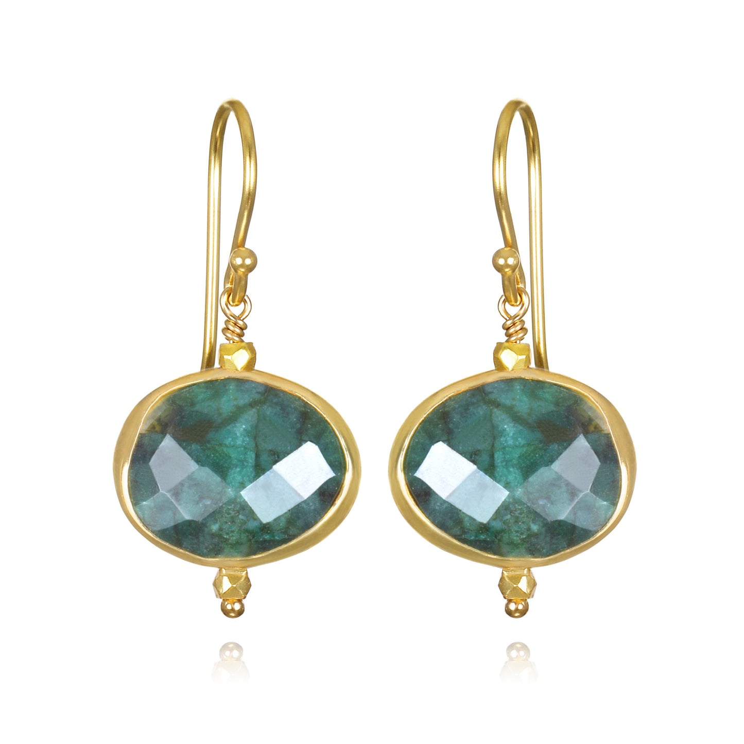 Emerald Drop Earrings, Gold, Amelia Rose Jewelry