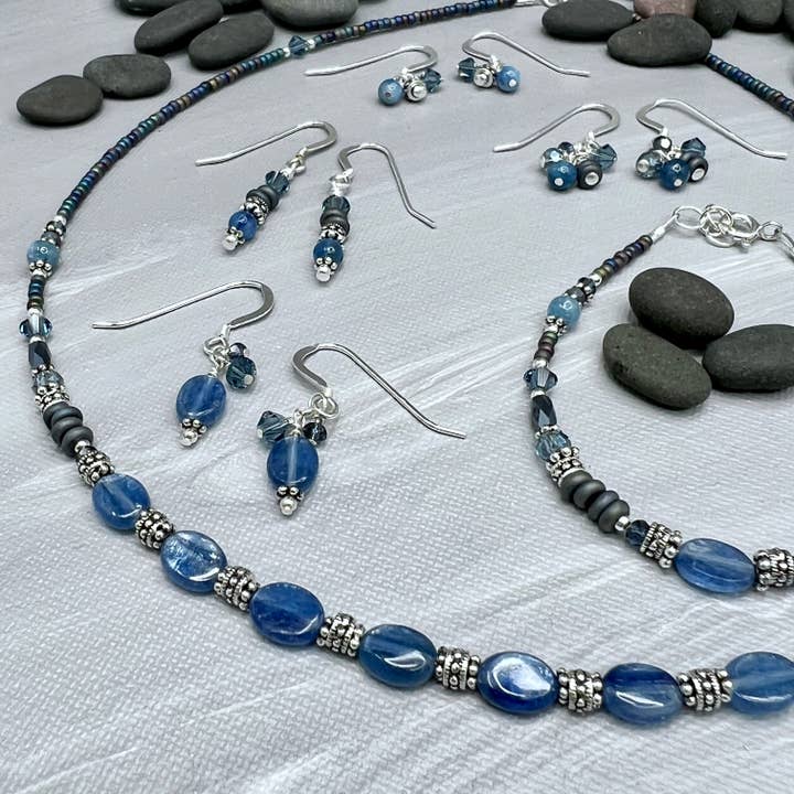 Rainstorm Kyanite Jewelry Collection, Handmade in Wisconsin