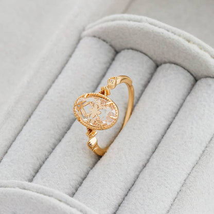 Clear Quartz Ring with Gold Detailing