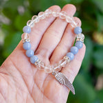 Angelite Bracelet with Angel Wing Charm