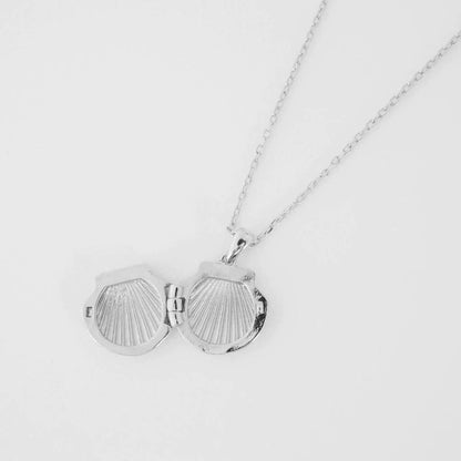 Shell Locket Necklace, Gold
