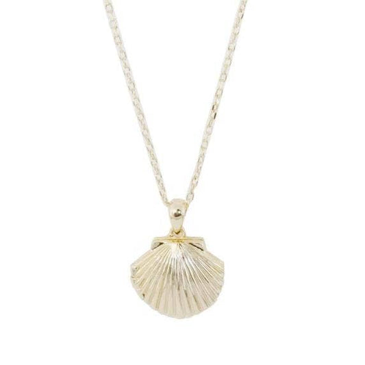 Shell Locket Necklace, Gold