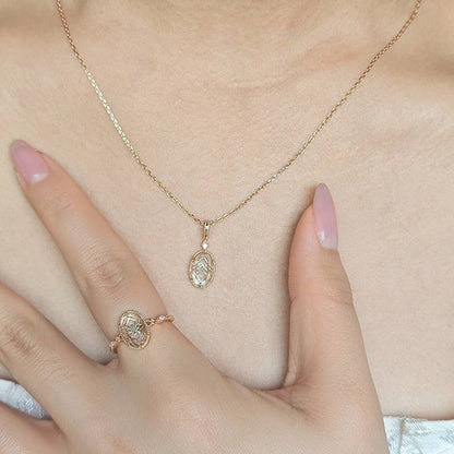 Golden Clear Quartz Pendant Necklace