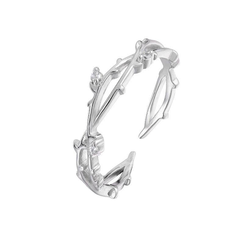 Dainty Tree Leaf Branch Stacking Ring in 925 Sterling Silver