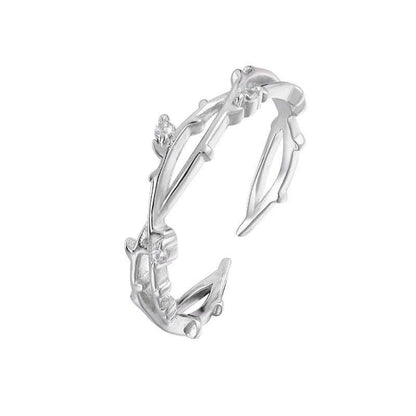 Dainty Tree Leaf Branch Stacking Ring in 925 Sterling Silver