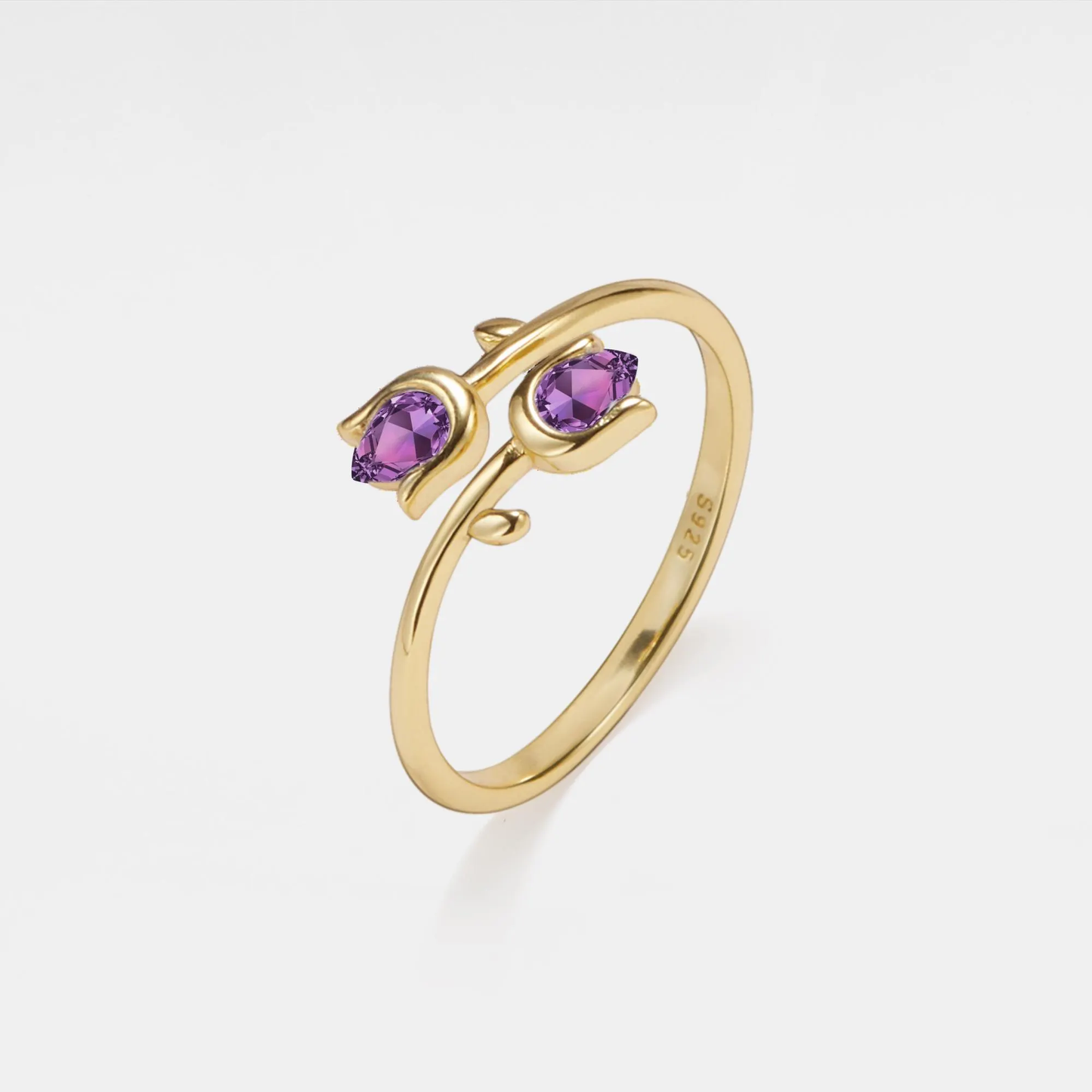 Amethyst Tulip Ring, Gold