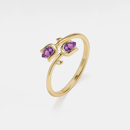 Amethyst Tulip Ring, Gold