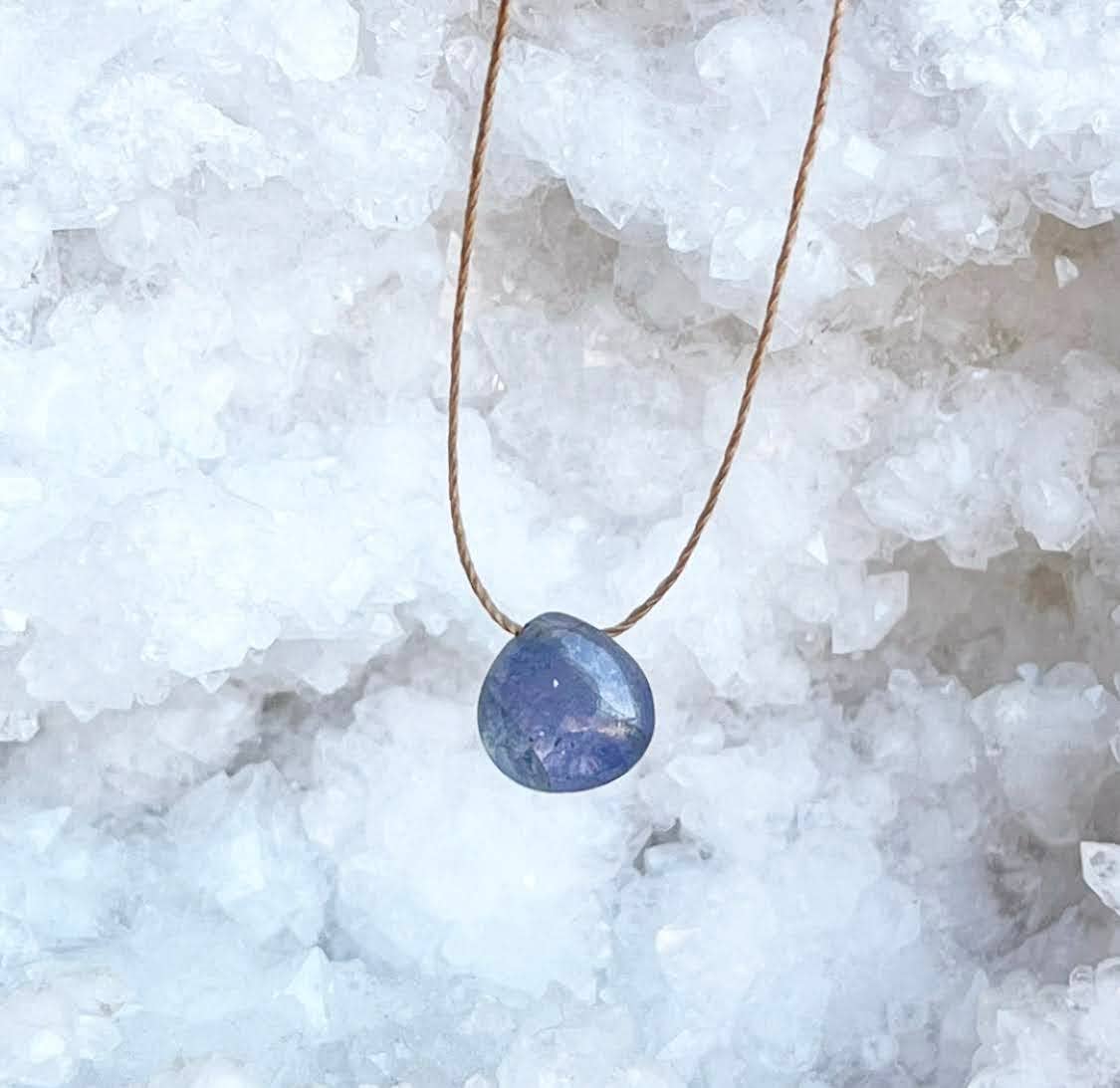 Tanzanite Gemstone Smooth Teardrop Necklace: 16"