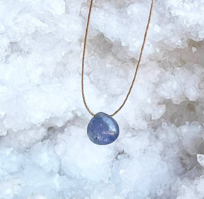 Tanzanite Gemstone Smooth Teardrop Necklace: 16"