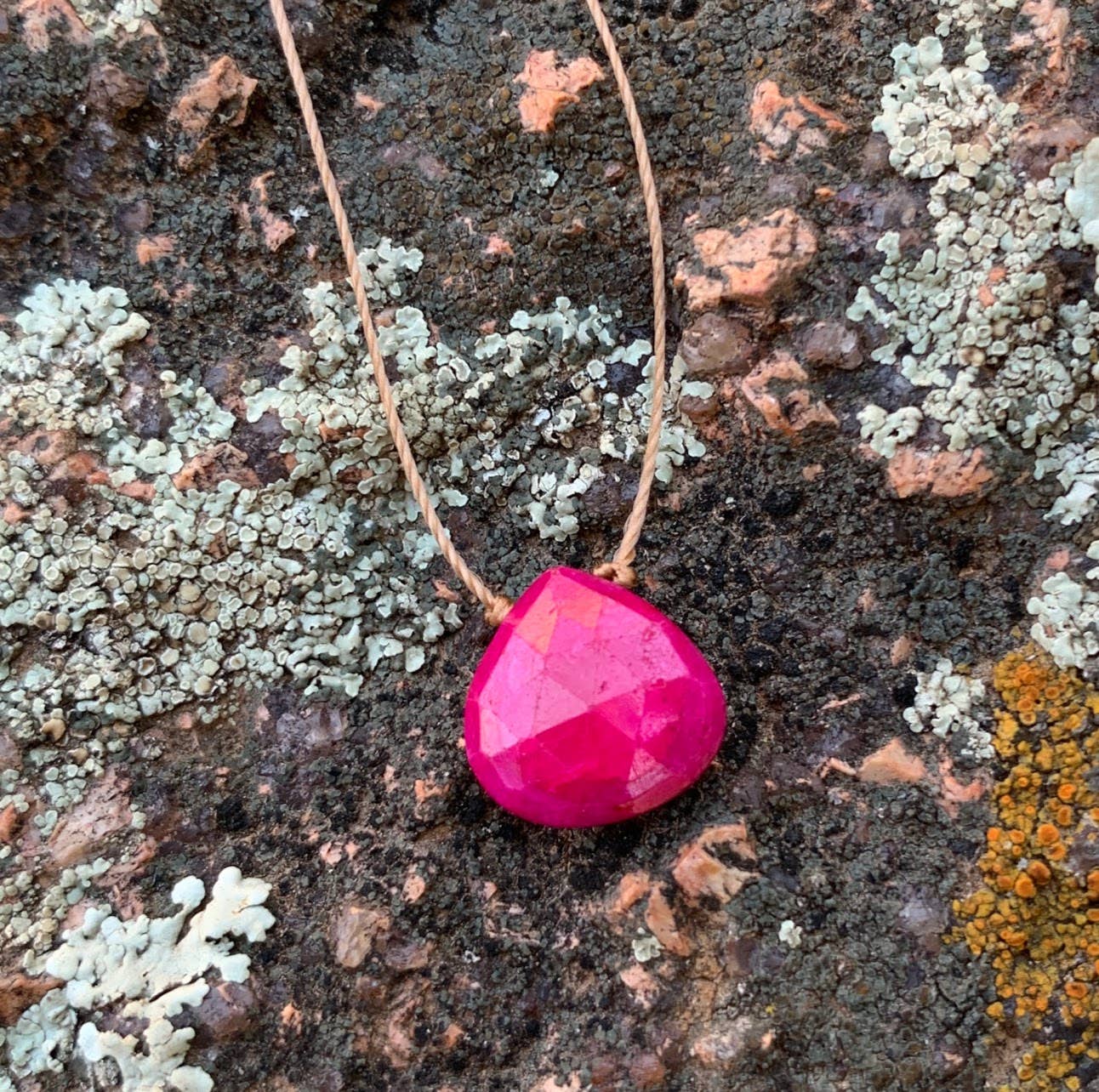 Ruby Faceted Teardrop Necklace: 18 inches