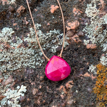 Ruby Faceted Teardrop Necklace: 18 inches