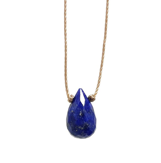 Lapis Lazuli Faceted Teardrop Necklace: 18 inches