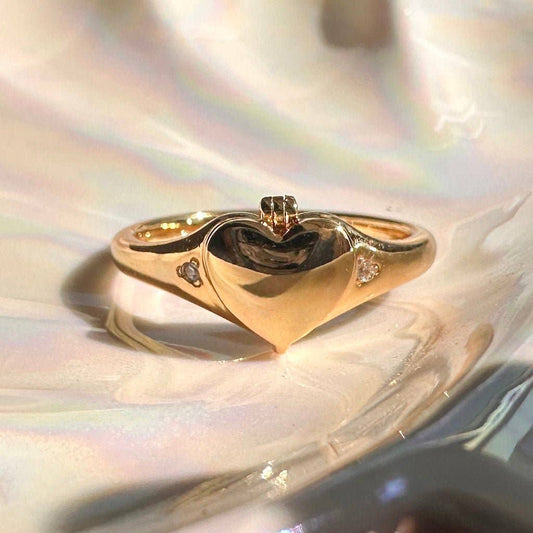 Heart Locket Ring, Gold