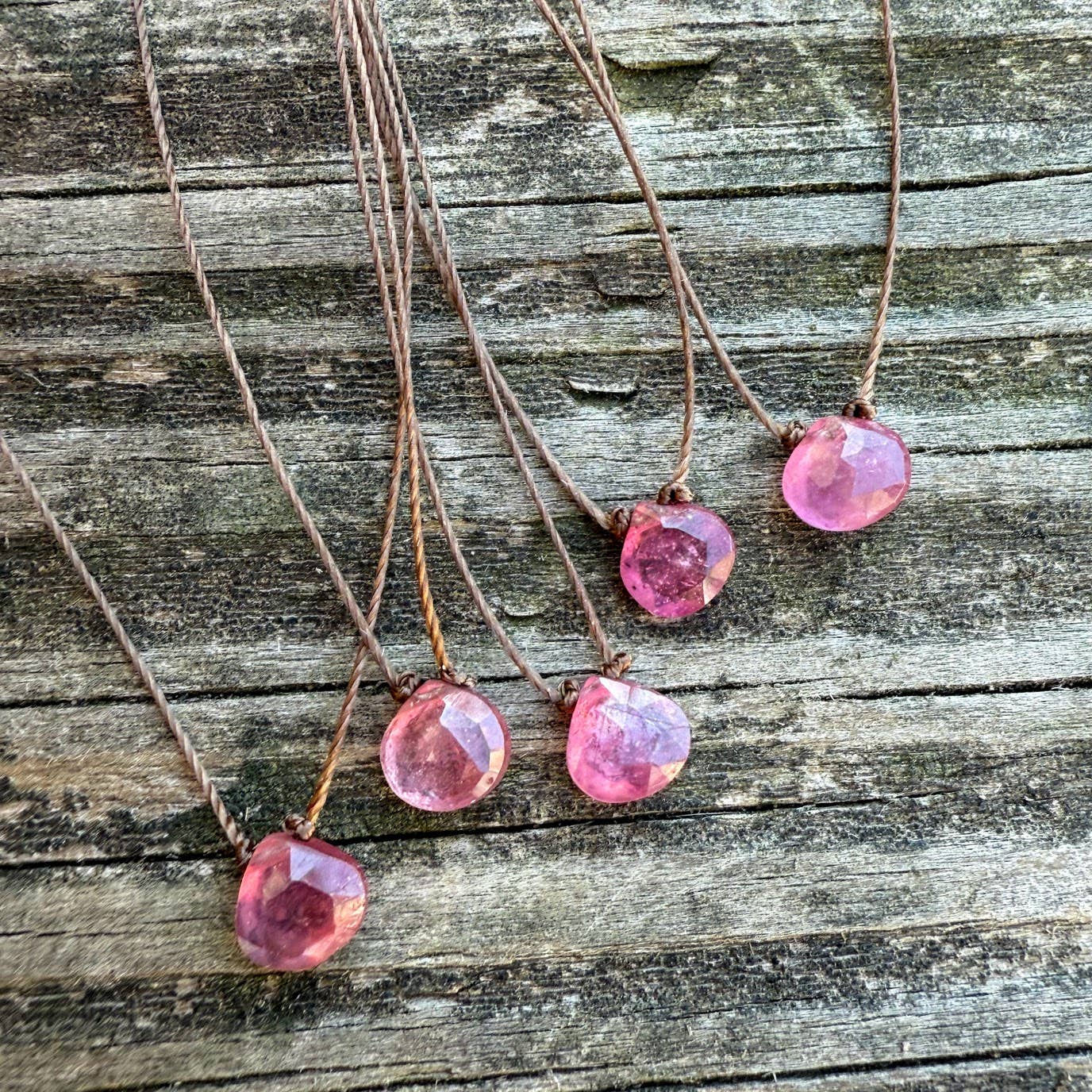 Pink Sapphire Small Faceted Teardrop Necklace : 18 inches