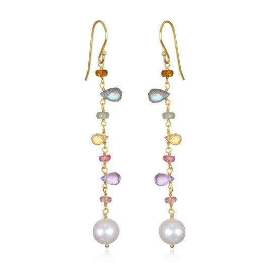 Wildflower Pearl Dangles, Gold Filled, Amelia Rose Jewelry