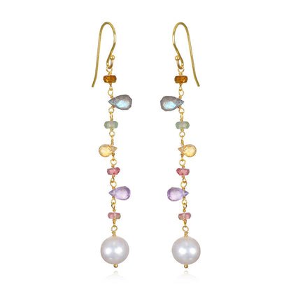 Wildflower Pearl Dangles, Sterling Silver, Amelia Rose Jewelry
