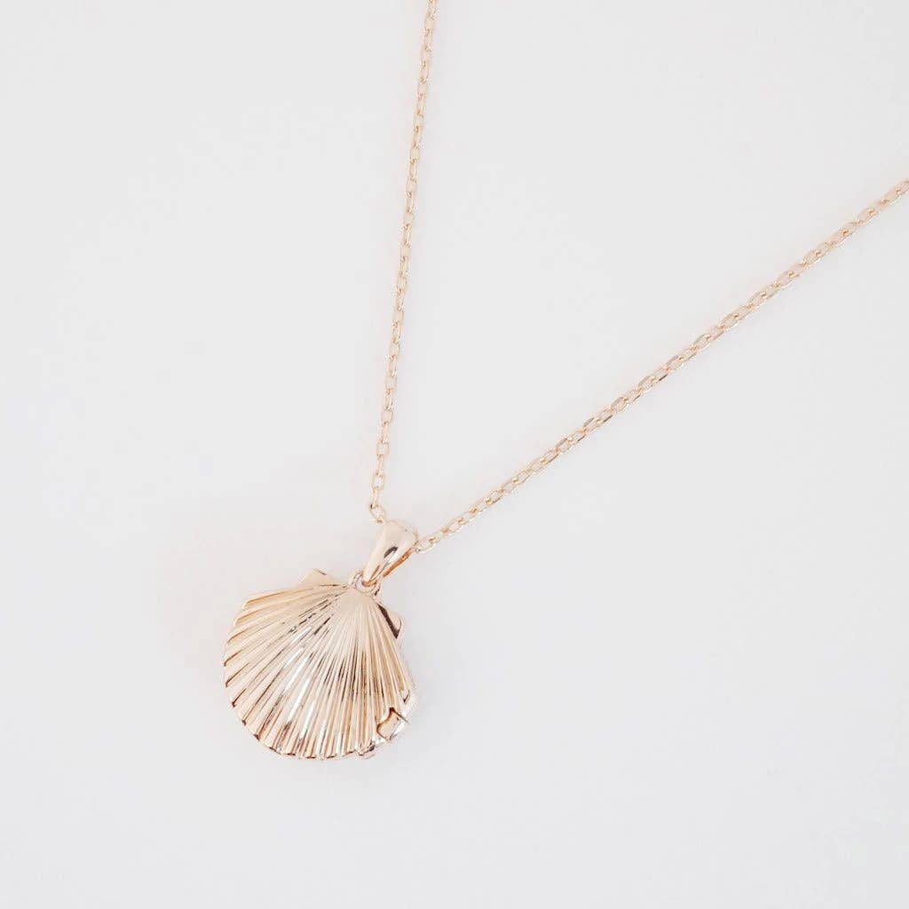 Shell Locket Necklace, Gold