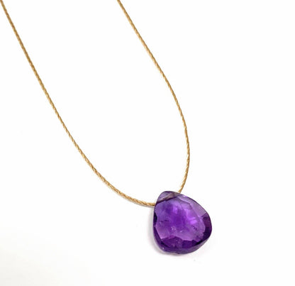 Amethyst Faceted Teardrop Necklace: 18"