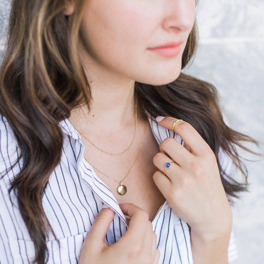 Round Keepsake Locket Necklace, Gold