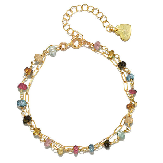 Gold Paperclip Bracelet - Tourmaline, Amelia Rose Jewelry