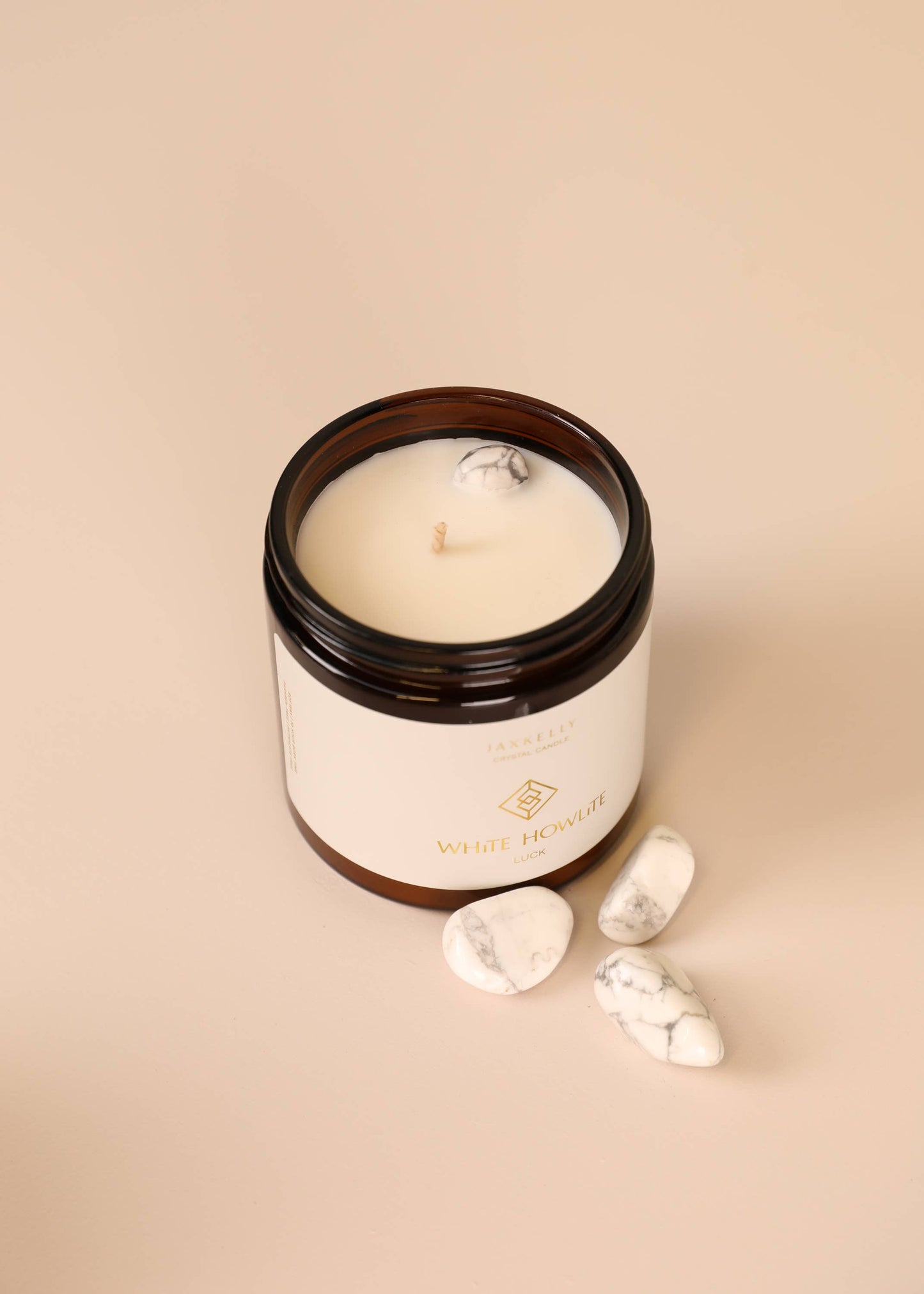 4oz Crystal Candle, White Howlite  - Mindfulness