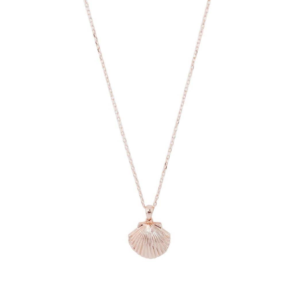 Shell Locket Necklace, Gold