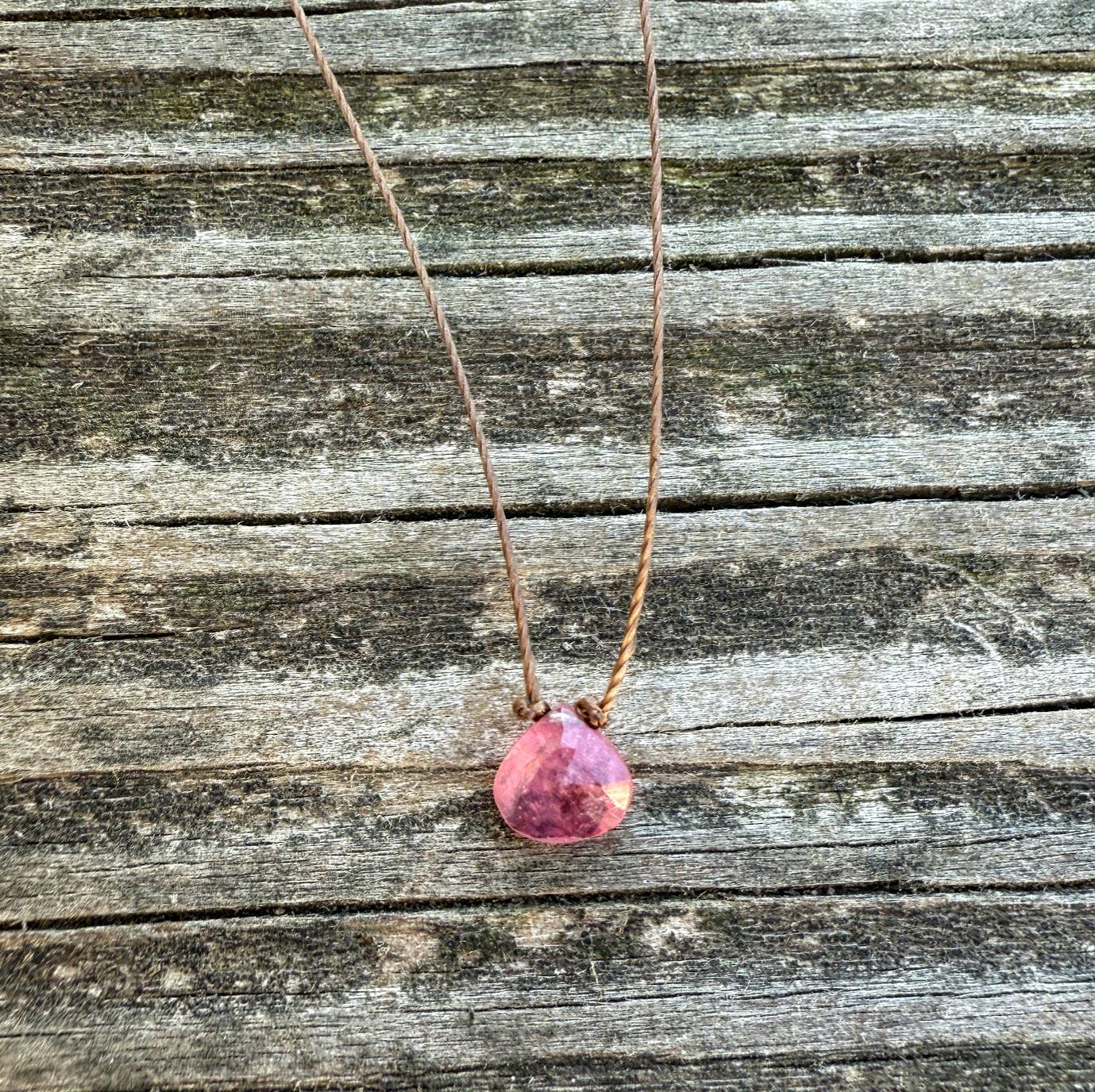 Pink Sapphire Small Faceted Teardrop Necklace : 18 inches