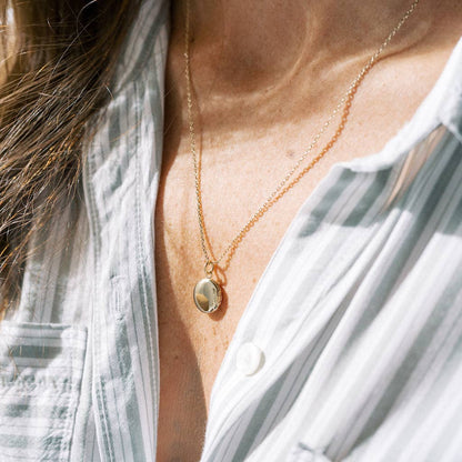 Round Keepsake Locket Necklace, Gold