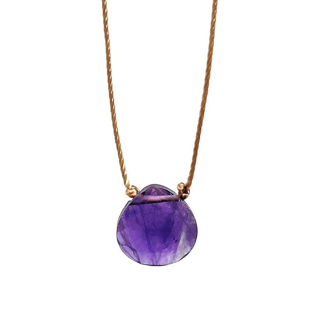 Amethyst Faceted Teardrop Necklace: 18"