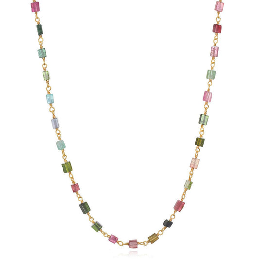 Gold Tourmaline Chicklet Necklace, Amelia Rose Jewelry