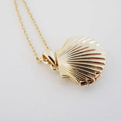 Shell Locket Necklace, Gold