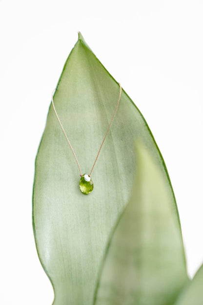 Peridot Small Teardrop Necklace: 16 inches
