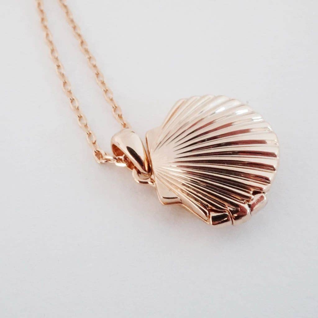 Shell Locket Necklace, Gold