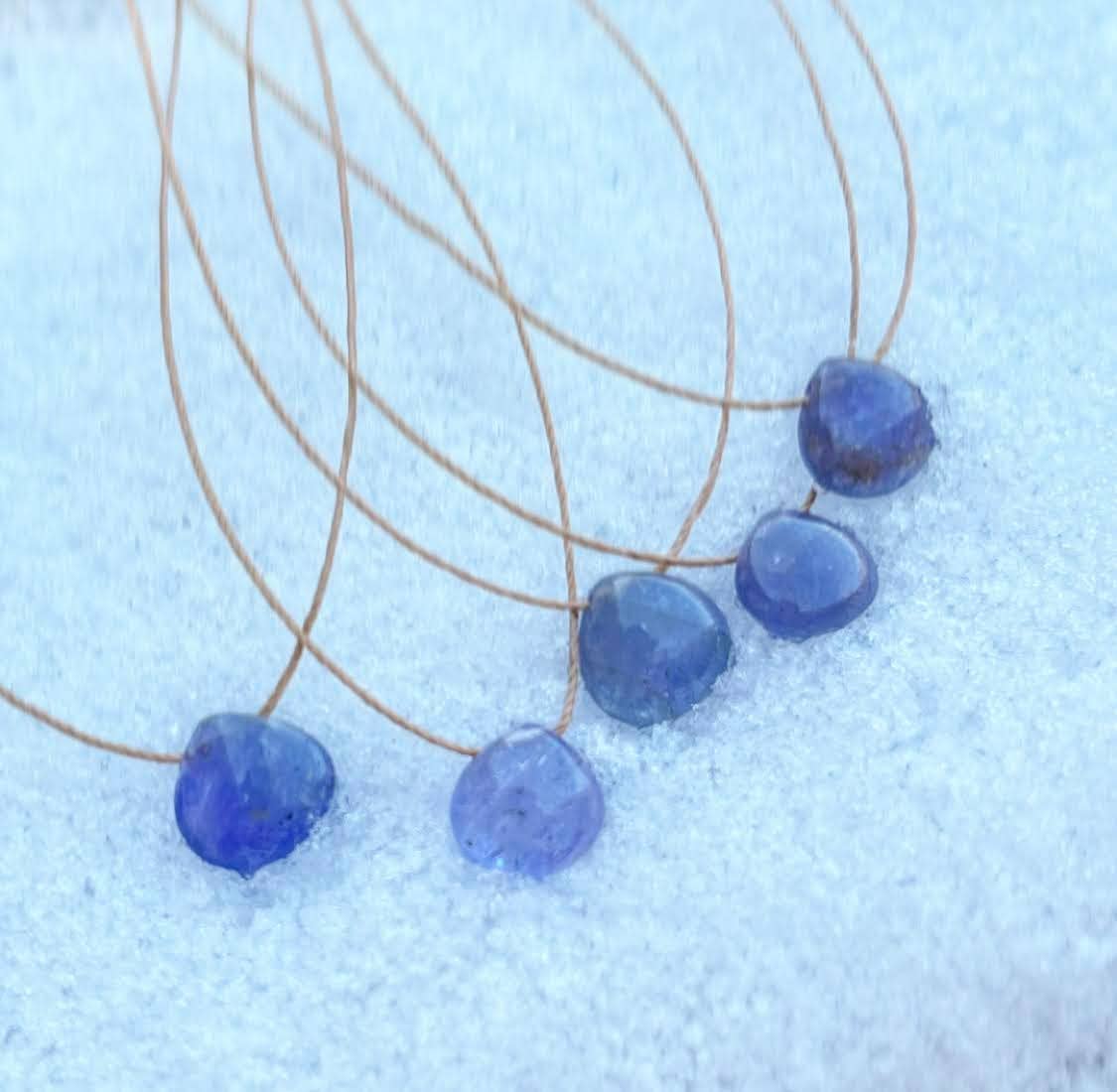 Tanzanite Gemstone Smooth Teardrop Necklace: 16"