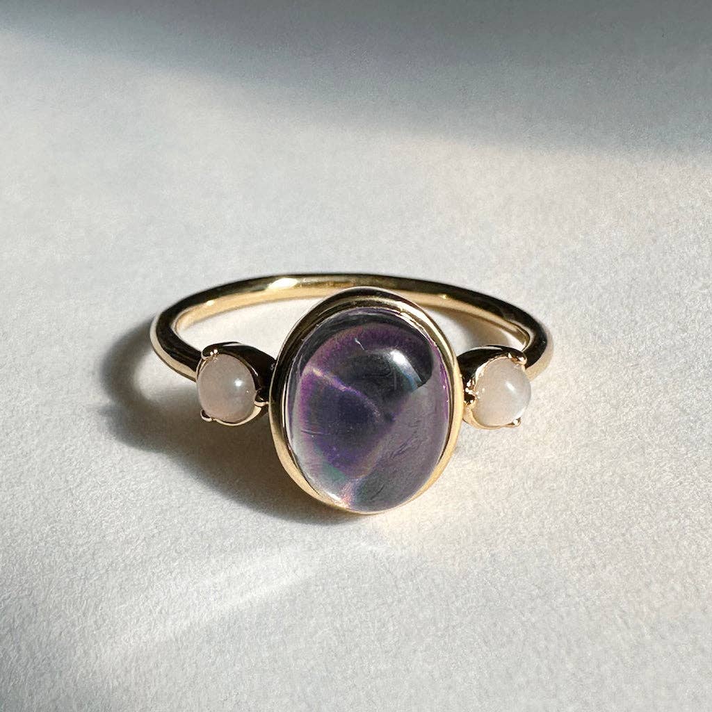Moonstone Accent Mood Ring, Gold