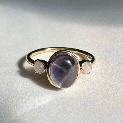 Moonstone Accent Mood Ring, Gold