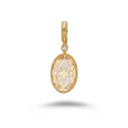 Golden Clear Quartz Pendant Necklace