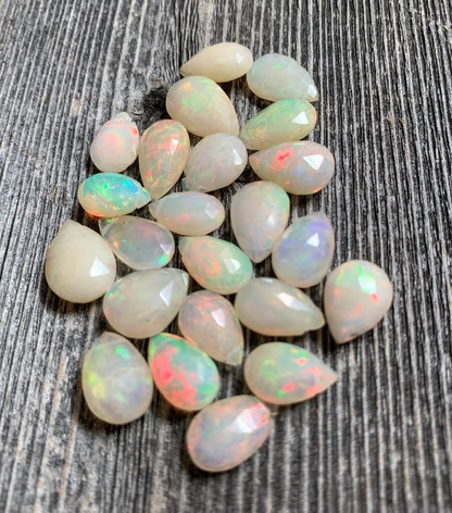 Ethiopian Opal Small Faceted Teardrop Necklace 16"
