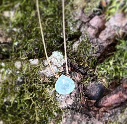 Aquamarine Faceted Teardrop Necklace: 18 inches