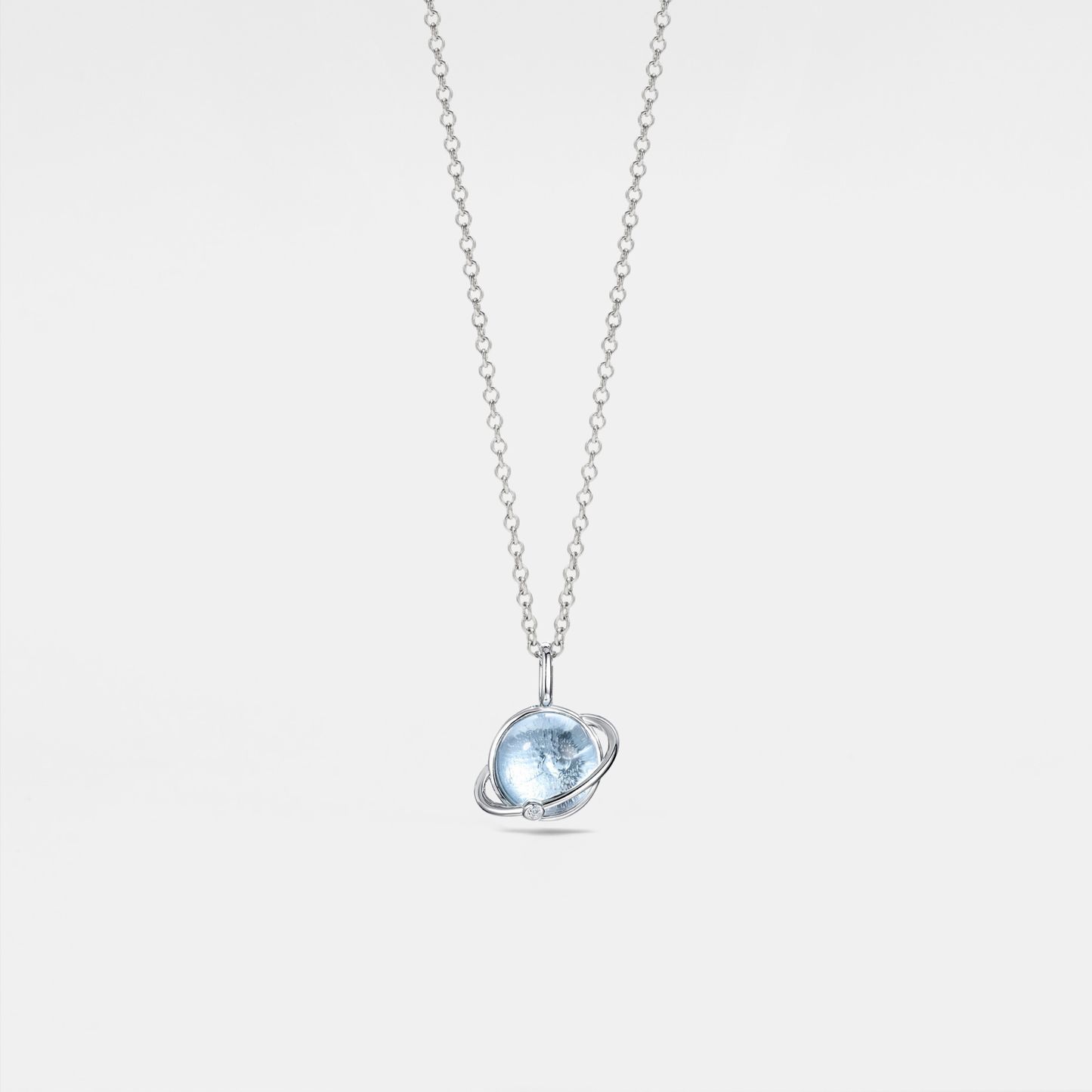 Blue Topaz Planet Saturn Pendant in 925 Sterling Silver