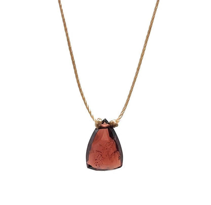Garnet Trillion Cord Necklace: 16"