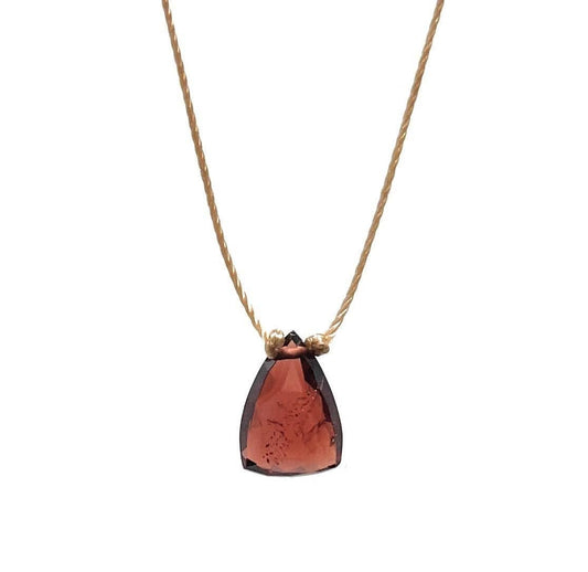 Garnet Trillion Cord Necklace: 16"